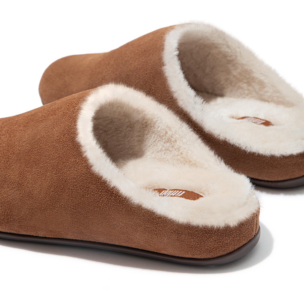 Fitflop Womens Slippers - Chrissie Shearling - Brown - 693-EHGFAD